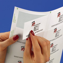 schnittgestanzte Visitenkarten von Sigel können einfach vom Trägerpapier abgelöst werden