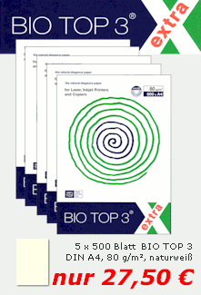 BIO TOP 3 - hochwertiges Büropapier für alle Bürogeräte