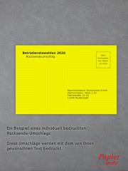 Rücksendeumschläge S0 120 x 176 mm gelb individuell bedruckt