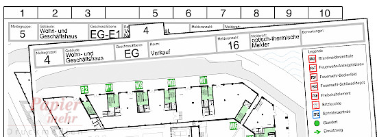 Laufkarten mit Taben zum Aufdrucken der Melderlinien