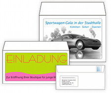 Panorama-Briefumschläge mit dem großen Werbefenster