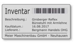 Beispiel von Inventaretiketten mit Strichcode
