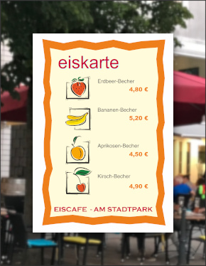 Speisekarten für die Out Door Gastronomie