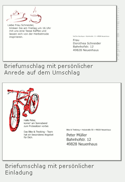 Druckbeispiele für laserbedruckbare Briefumschläge