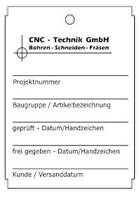 Druckbeispiel - Vorgedruckte Anhängeschilder für manuelle Beschriftung