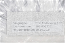 Typenschilder für GFK-Bauteile