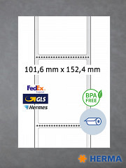 Thermodirektetiketten 101,6 x 152,4 mm - perforiert