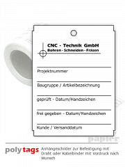 Anhängeschilder 1075 mit Loch mit Druck