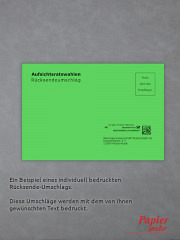 Rücksendeumschläge S0 120 x 176 mm grün individuell bedruckt